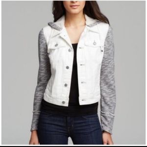Free People Hooded White Denim Jacket